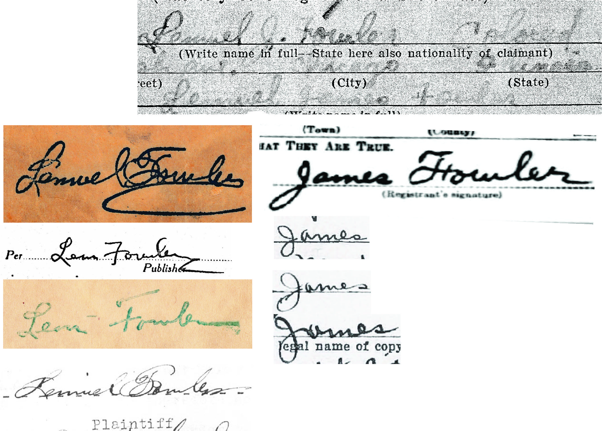 Fowler signatures through the 1920s